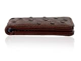 Exotic Brown Ostrich Leather Magnetic Money Clip
