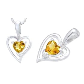 Heart Shape Citrine Heart Pendant Sterling Silver by Peora
