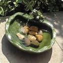 Ceramic Solar Frog Fountain - Glazed Green