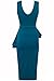 Forever Women Sleeveless Plain Side Slant Peplum Bodycon Midi Tunic Party Dress Teal
