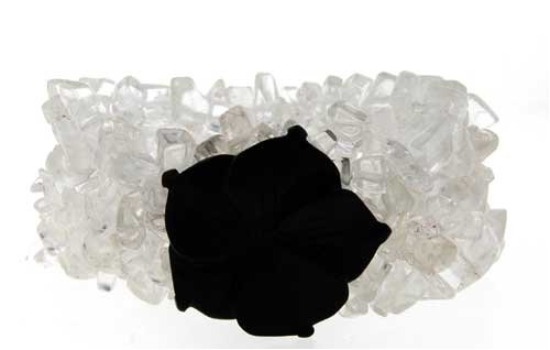 Click here to buy 5 Strand Chip Bracelet with Flower - Crystal Quart.