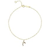 Bonded 14k Two-Tone Gold and Silver Dolphin Anklet
