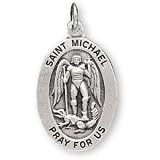 Sterling Silver St Michael Medal and 24-inch Chain