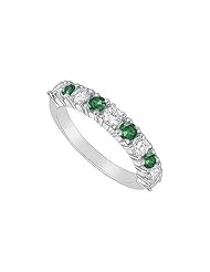 Emerald and Diamond Ring 14K White Gold - 1.00 CT TGW