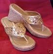 Avon Gold Mirror Metallic Square Sequin Flip Flop / Sandals