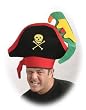 Adult Stylin Pirate Costume Hat with Parrot - Fun as a Crazy Pirate or for Clowning Around!