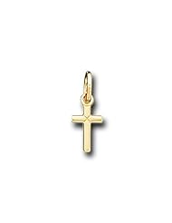 14K Solid Yellow Gold Small Cross Charm Pendant