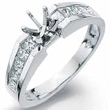 14K White Gold Majestic Diamond Engagement Ring, Semi-Mount Setting