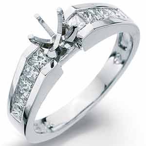 14K White Gold Majestic Diamond Engagement Ring, Semi-Mount Setting