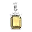14K White Gold Citrine and Diamond Pendant