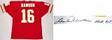 Len Dawson Autographed Red Throwback Custom Jersey with HOF 87 Inscription