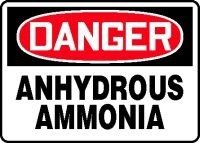 DANGER ANHYDROUS AMMONIA 10 x 14 Aluminum 5 Yr Sign