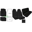 A Set of 2 Universal Fit High Back Scottsdale Pattern Front Bucket Seat Cover, A Set of 4 Universal Fit Plush Carpet Floor Mats for Cars and One Universal Fit Scottsdale Rear / Bench Seat Cover - Black