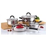 7 Piece Stainless Steel Cookware Set with Silicone Handles
