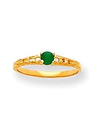 MadiK® Collection 14K Yellow Gold Genuine Emerald Birthstone Baby Ring Size 3