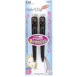 ヘアークリップ(ゴム付) L 2P ブラック