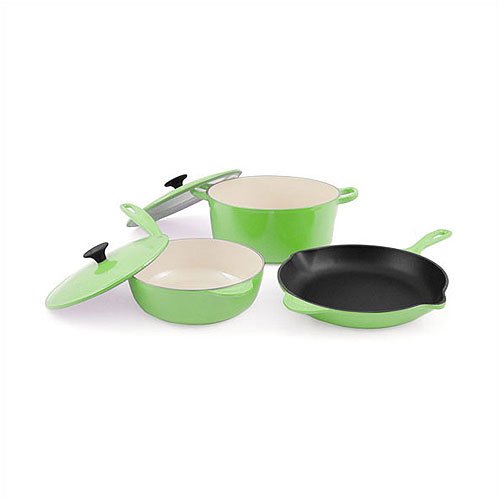 Le Creuset Essential Enameled Cast-Iron 5-Piece Cookware Set, Kiwi