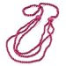 New Ladies 3 Row Fuchsia Plastic Bead Necklace Fashion