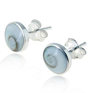 Click to buy Maine Wedding Venues: Sterling Silver Shiva Eye White Swirl Shell Small Stud Earrings from Amazon!