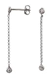 14K White Gold Diamond Cut Bead Drop Earrings