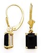 14K 8X6MM EMERALD CUT BLACK ONXY LEVERBACK EARRINGS