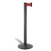 Lavi 50-3000 Beltrac Aluminum Retractable Portable Post with 7' Red Belt, 14" Diameter x 40" Height, Wrinkle Black