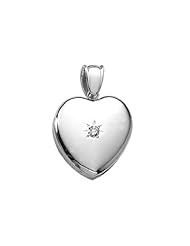 Platinum Heart Premium Weight and Genuine Diamond Locket 3/4 inch 3/4 inch in Solid Platinum