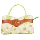 Caterina Lucchi Lime Polkadots Cream Canvas and Leather Bag