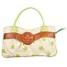 Caterina Lucchi Lime Polkadots Cream Canvas and Leather Bag