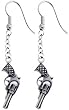Revolver Handgun Pewter Earrings