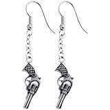 Revolver Handgun Pewter Earrings