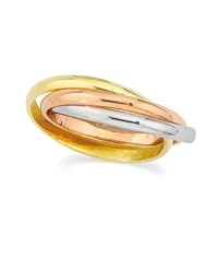 18K Yellow Gold Tri-Color 3-Band Rolling Ring: 2.5mm: Size 5