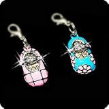 PURELY CHARMING - Pet Charms - PURELY CHARMING Pet Charm Pendant with Handset Swarovski Crystals - Baby Shoes Set of Two Pink amp Blue 
