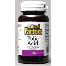 Folic Acid 1mg (180Tablets) Brand: Natural Factors