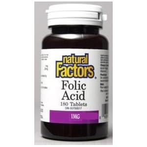 Folic Acid 1mg (180Tablets) Brand: Natural Factors by Natural Factors