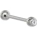 Solid 14kt White Gold Crystalline Gem Cz Solitaire Barbell Tongue Ring