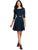 London Times Women's Lace Belted Sheath Dress, Vintage Teal, 14