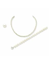 Sterling Silver 4.5-5mm Freshwater Cultured Pearl Bracelet/Necklace Set