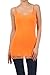 BLVD Women's Lace Trimmed Long Tank Top, Orange, Small