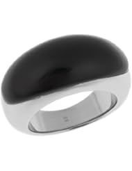 Womens Stainless Steel With Black Onyx Stone Ring