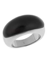 Womens Stainless Steel With Black Onyx Stone Ring