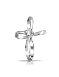Bling Jewelry Sterling Silver Pave CZ Classic Bow Cross Pendant