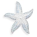 Blue and Clear Swarovski Crystal Starfish Silver Plated Fashion Pin