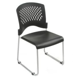 Ventilated Plastic Stackable Chair - Black. Package of 4