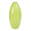 Handmade Terracotta Lime Green Vase with Beige Stripes