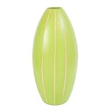 EXP Handmade Terracotta Lime Green Vase with Beige Stripes