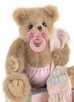 Pinky Bearington Baby Girl Dressed Teddy Bear Plush Mother's Day Stuffed Animal with Pacifier Baby Shower Gift