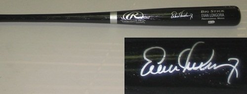 Evan Longoria Autographed/Hand Signed Black Rawlings Bat Tampa Bay Rays