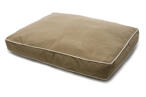Dog Gone Smart Bed Canvas Rectangular Pet Bed with Ecru Piping, Khaki, Large