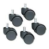 Office Products : Safety Master Casters, Oversized Neck, 3/8w x 1h Stem, Hard Tread, 5/Set (MAS65435)